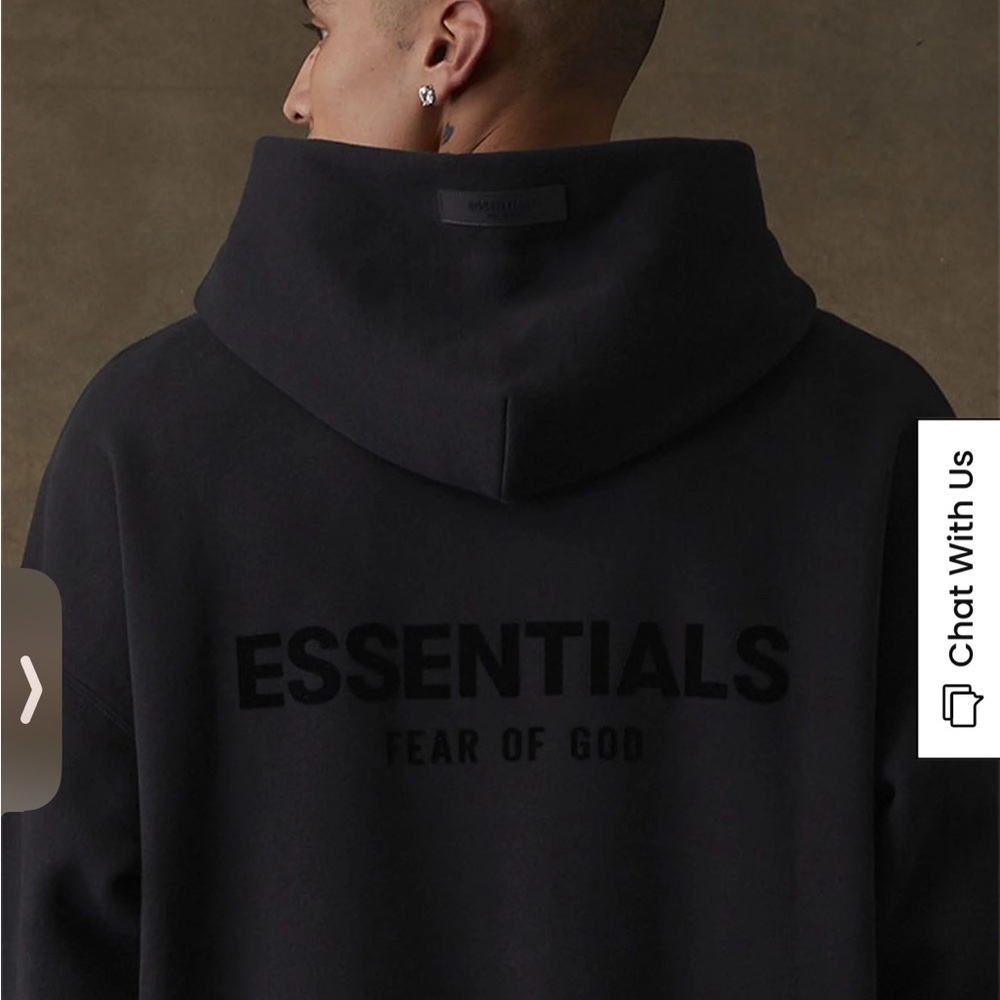 NWT Fear of God Essentials Stretch Limo Black Hoodie- Size Medium - Picture 4 of 7